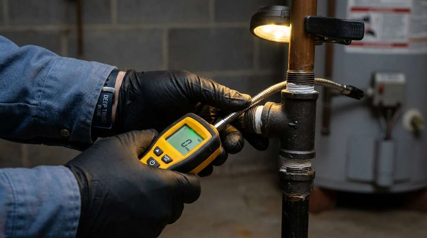 Gas leak detection with electronic sniffer by Johns Plumbing LLC in Wellborn
