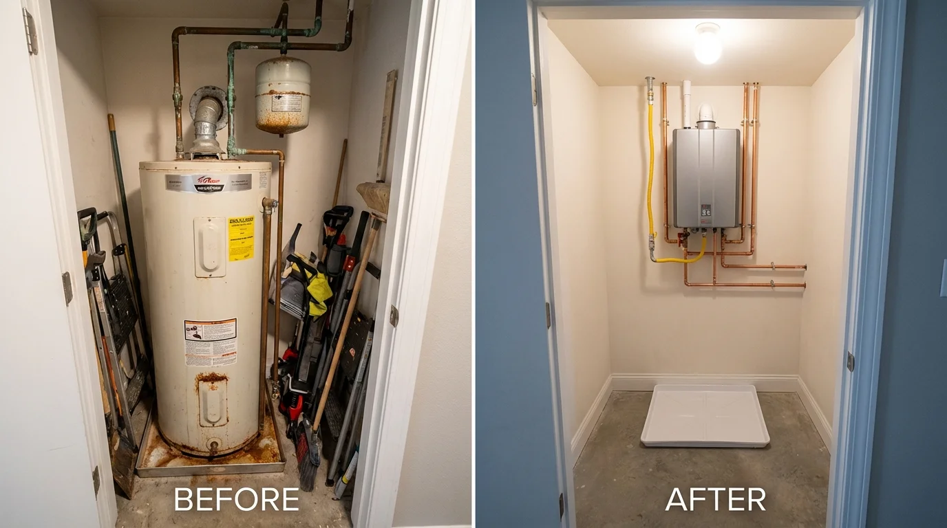 Tank water heater versus wall-mounted tankless unit comparison for Wellborn, FL homeowners